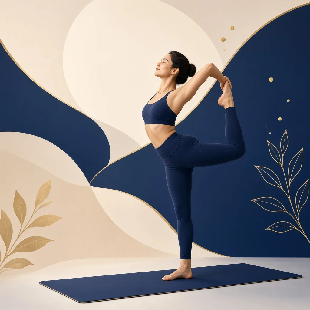 A woman holding a yoga balance pose